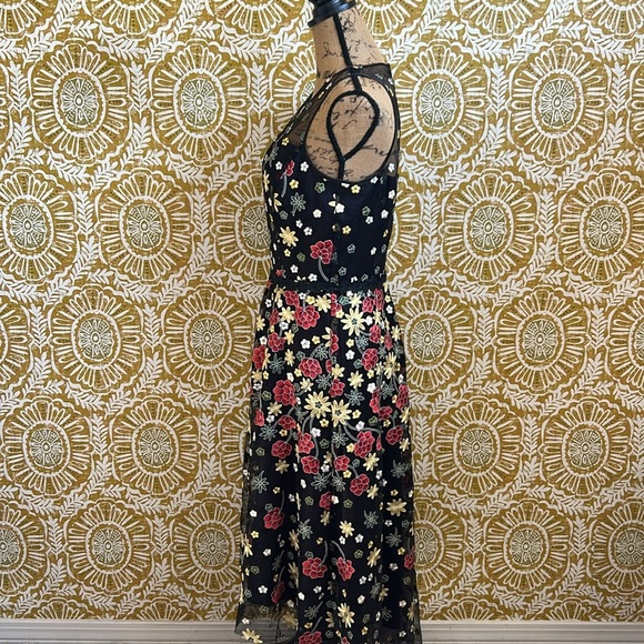 NWT Alex Marie Lindsey Floral Mesh Embroidered Fit&Flare Cocktail Midi Dress Sz6 - Picture 6 of 11